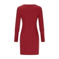 thumbnail image 6 of Lenpel Women's Fall Fashion Dress Long Sleeve Square Neck Ribbed Knit Casual Bodycon Dress Mini Pencil Dresses, 6 of 7