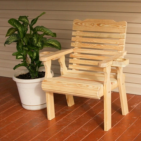 - Amish Heavy Duty 600 Lb Classic Pressure Treated Patio Chair With Cupholders (Unfinished)