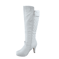 thumbnail image 4 of Bottes à Talons Hauts à Fermeture Éclair à Bout Rond Décontractées pour Femmes Dames (Blanc, 8.5), 4 of 5