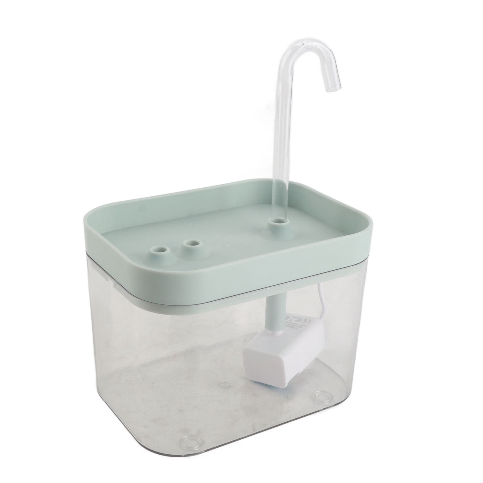 NFTIGB Cat Water Fountain Automatic Quiet USB Powered Transparent Pet Water Dispenser with Elbow Tube 1.5L / 50.72 oz Blue Lid