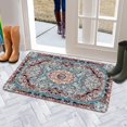 thumbnail image 5 of Bohemian Blue Floral Patterned Carpet Door Mat Welcome Door Mat for Front Door, Home Entrance, Yard, Floor, Patio, Non Slip Spring Summer Welcome Mat Indoor Outdoor Doormat 30"*17", 5 of 6