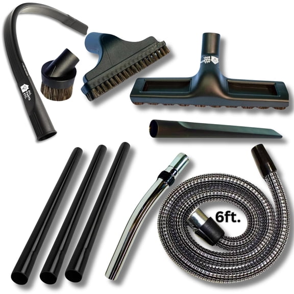 Rainbow Vacuum Attachment Kit 10-Pieces – Fits D3, D4, D4C, SE Models- 3 Wands, Floor Brush, Crevice Tool, Upholstery Tool, Dust Brush, Flexible Under-Fridge Tool, 6 ft Hose & Swivel Metal Handle