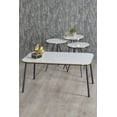 thumbnail image 1 of White Table Set with 4 PCS,Rectangular Coffee Table Set of 3 Modern Round Nesting Coffee Tables,Coffee Table with Black Metal Legs,Stacking Side Tables With Gold/Black Side Details,End Tables, 1 of 1