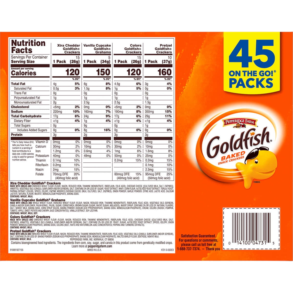 2 Pack | Goldfish Baked Snack Crackers, Variety Pack, 45 ct