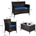 thumbnail image 3 of 4-Piece Rattan Patio Set, Outdoor/Indoor Wicker Conversation Set for Pool, Backyard, Lawn, Wicker Chairs and Sofa with Soft Cushion, Rattan Furniture with Tempered Glass Coffee Table, 3 of 9