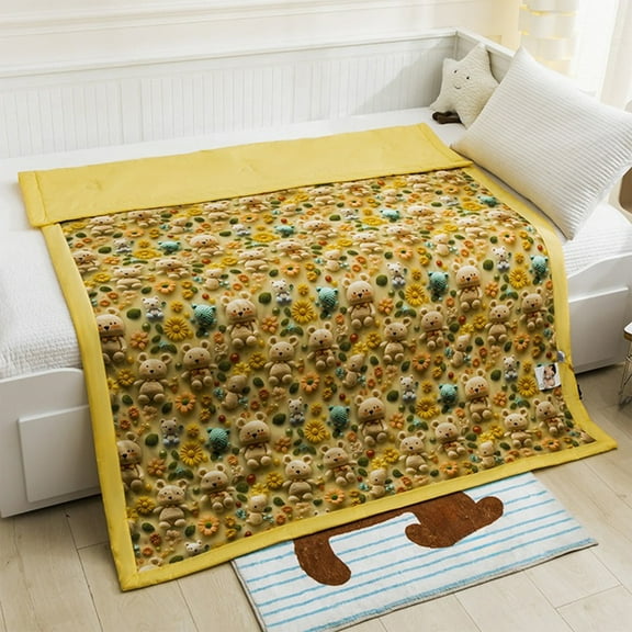 Qocolhg Quilts Twin Size, Lightweight 3D Digital Printing Bedspreads Coverlets Quilt Bedding Cooling Blanket for All Seasons, Breathable Blanket for Hot Sleepers, Thin Blankets for Summer, Yellow