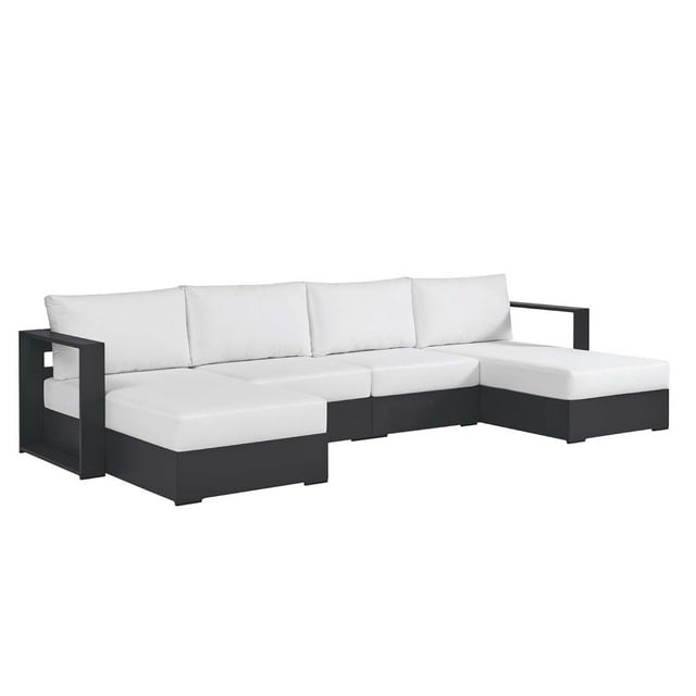 Tahoe Ensemble de Canapé Sectionnel 4 Pcs en Gris et Blanc