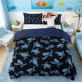 thumbnail image 3 of Manfei Blue Sea Turtle Queen Duvet Cover Set for Kids Boys and Girls, Marine Print Bedding, Navy Reversible 3-Piece, 1 Duvet Cover and 2 Pillowcases, 3 of 7