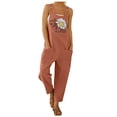 thumbnail image 2 of Conairie Overalls For Women Flower Print Lightweight Adjustable Straps Jumpsuits Wide Leg Pants With Pockets Orange L, 2 of 4