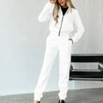thumbnail image 2 of Busydd Two Piece Sets for Women Solid Color Track Suits Long Sleeve Zip Up Hoodies and Sweatpants with Pockets Sweatsuits Sets Casual Fall Vacation Travel Outfits for Women, 2 of 9