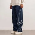thumbnail image 2 of oqasdz Men's Pants Elastic Waist Spring Fall Star Embroidered Oversizxed Sweat Pants Sports Activities Casual Comfort Soft Outwear, 2 of 5