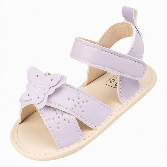 Baby Girls 0-18M Closed Toe Sandals Soft Non-Slip Sole Breathable First Walking Shoes Cute Cartoon Print For Summer Indoor Outdoor Toddler Footwear Gibobby,4,Purple
