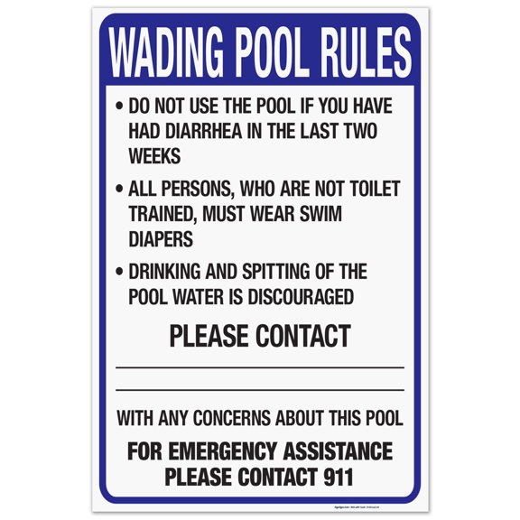 Oregon Wading Pool Rules Sign, Complies With State Of Oregon Pool Safety Code, 24x36 Corrugated Plastic