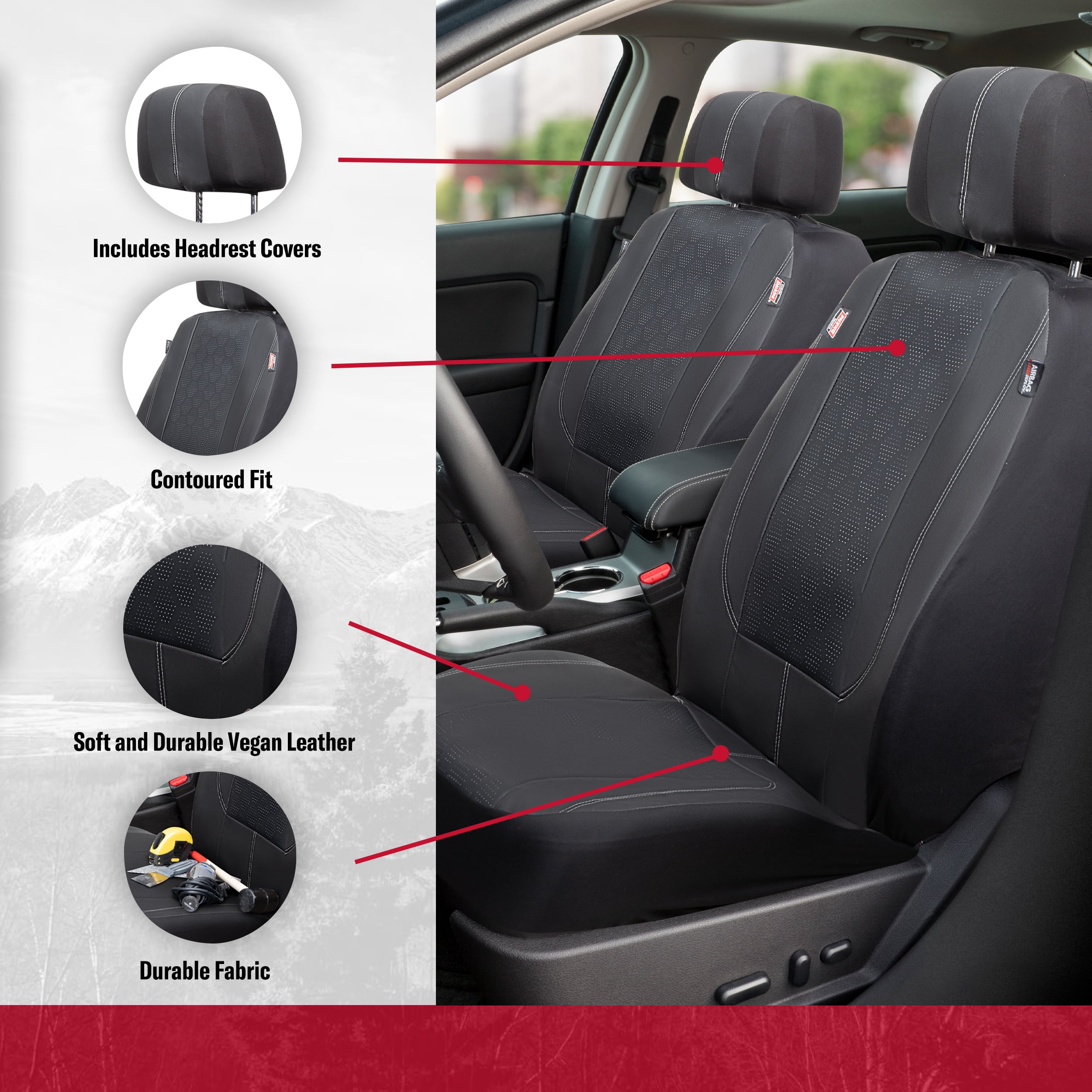 Genuine Dickies 2-Piece Black-Gray Rockport Seat Covers