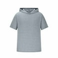 thumbnail image 3 of Yghzkop Men's Hooded Short Sleeve Quick-Dry UPF 50+ Fitness Shirt Stretch Fabric Outdoor Workout Top Sun Protection Athletic Summer Top, 3 of 5