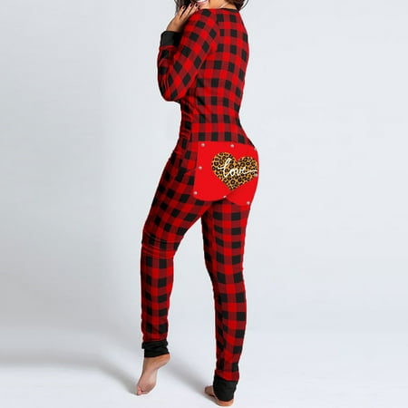 

purcolt Sexy Jumpsuit for Women Long Sleeve Bodysuit Overalls V-Neck Button-down Onesies Pajamas Functional Back Flap Underwear Rompers One Piece Fall Outfits on Clearance
