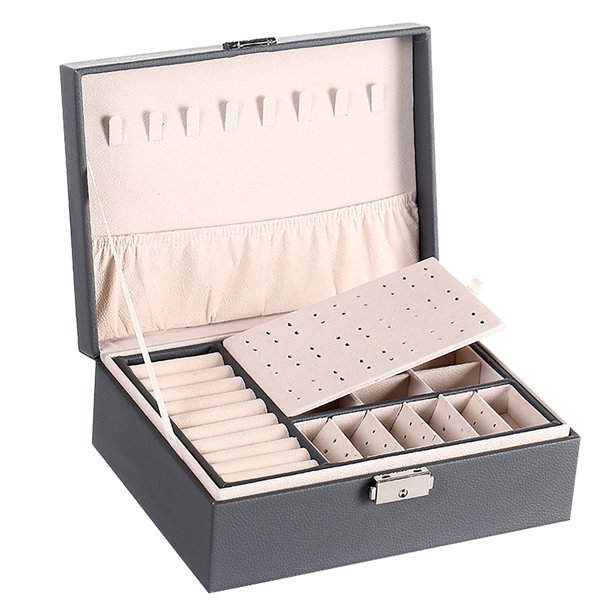 Caja de joyería portátil organizador de joyas estuche de viaje para Ehuebsd exhibición caja de almacenamiento de cuero con cremallera soporte de exhibición para joyeros