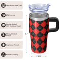 thumbnail image 3 of 20oz Geometric Design Stainless Steel Travel Mug, Double Wall Insulated Tumbler with Handle Leak Proof Texture Straw, 3 of 5