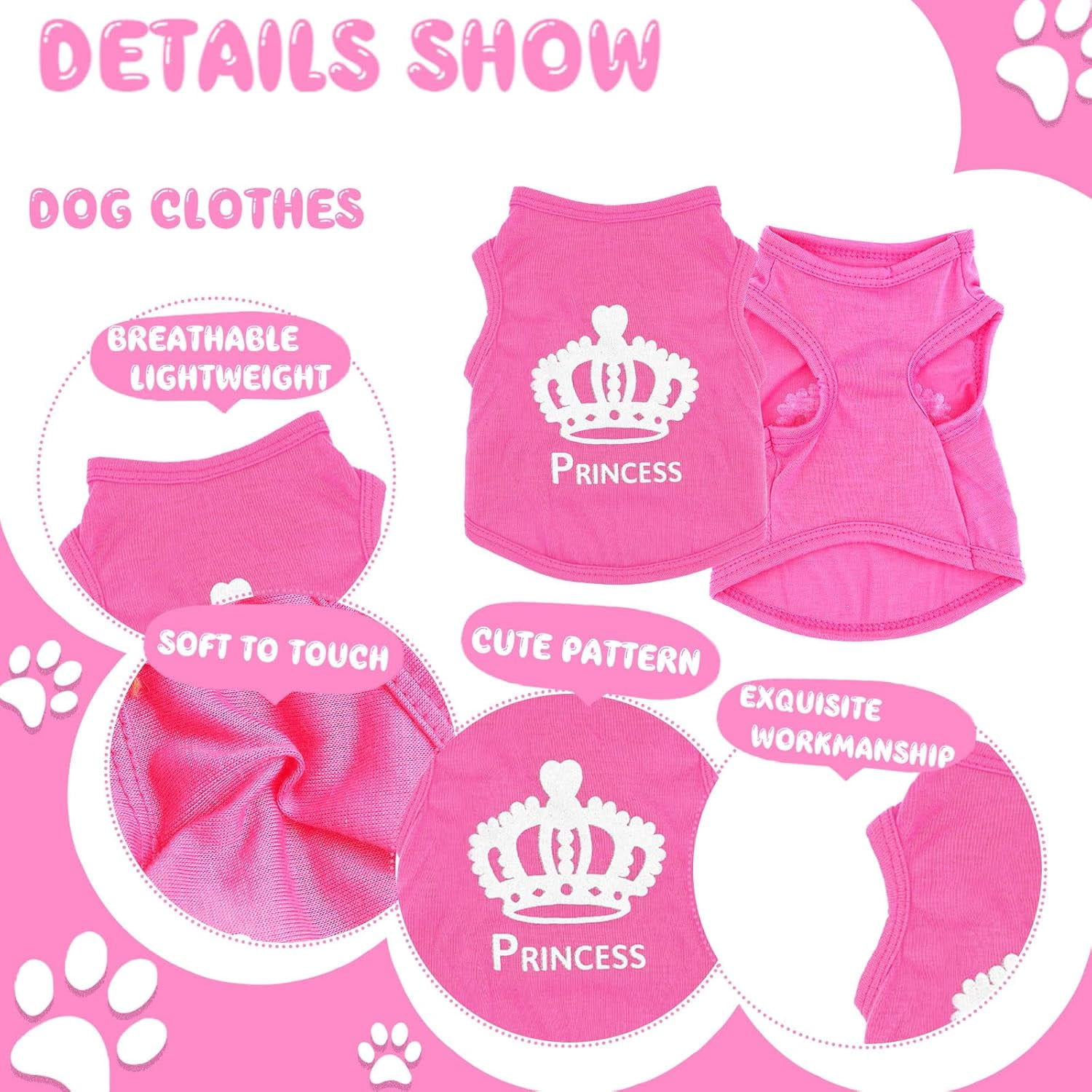 4 Pieces Puppy Clothes for Small Dogs Girl Summer Soft Puppy Clothes Cute Chihuahua Teacup Dog Clothes Female Dog Shirts Breathable Pet Clothing Pink Girl Dog Clothes (X-Small)