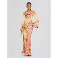 thumbnail image 2 of Floral Print Long-Sleeved Bell-Sleeve Evening Dress, 2 of 6