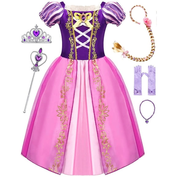 Avady Princess Princess Dress Up Costume for Girls with Accessories Short Sleeves