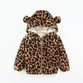 thumbnail image 2 of Otqutp Boys and Girls Fall and Winter 1-7 Years Leopard Print Bear Sweater Coat Fleece Jacket Full Zip Fuzzy Coat Long Sleeve Outwear (Coffee,18-24 Months), 2 of 9