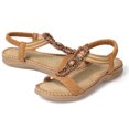 thumbnail image 5 of SHIBEVER Casual Boho Flat Sandals for Women Comfortable Summer Beach Rhinestone Beaded Ankle Strap Shoes, 5 of 7
