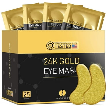 Anti-Aging Under Eye Patches, 24K Gold Eye Mask, Reduce Puffiness and Dark Circles, Nourish Skin, Smooth Wrinkles, 25 Pairs
