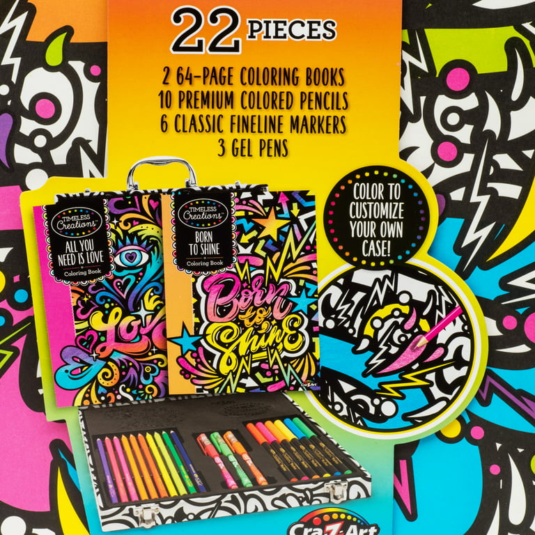 CRA-Z-ART Timeless Creations Cool Neon Coloring Studio Art Case, 22 pc -  Jay C Food Stores