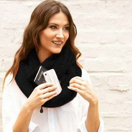 

Ladies Knitted Pocket Scarf Pure Color Fashion Warmth and Comfortable Breathable Bib