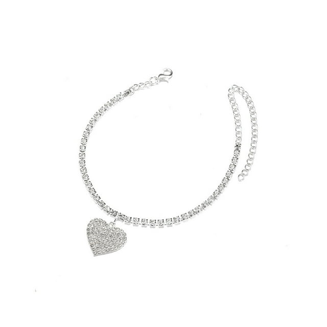 Qarigey Tobillera de diamantes de imitación para mujer, tobilleras de cristal de diseño Simple a la moda para banquete de chicas, joyería para mujer, Ropa, zapatos y accesorios Miscelánea