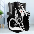 thumbnail image 4 of Saying Soft Flannel Fleece Throw Blanket, Mysterious Lady and Style is the Answer to Everything Text, Cozy Plush for Indoor and Outdoor Use, 50" x 70", Scarlet Black and White, by Ambesonne, 4 of 5