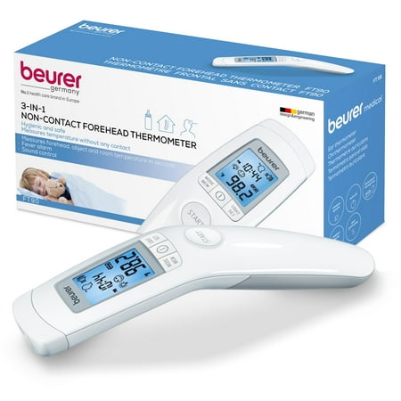 Beurer Non-Contact Infrared Thermometer, Large Illuminated Display, 60 Memory Spaces, FT95