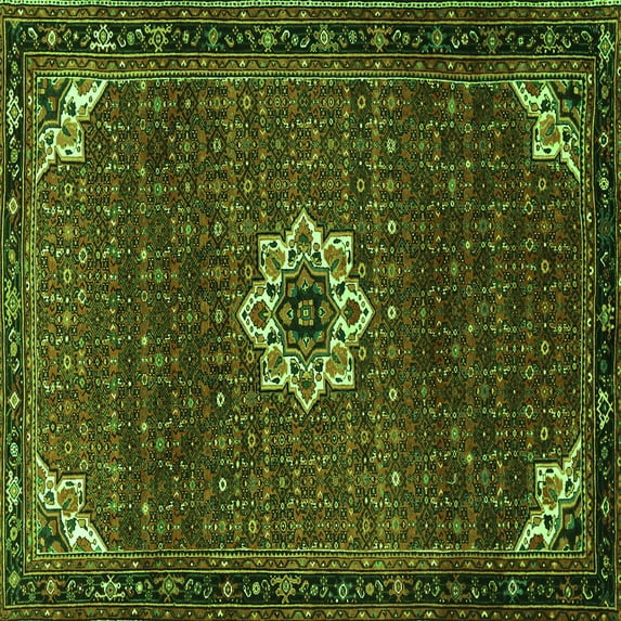 Ahgly Company Indoor Square Medallion Green Traditional Area Rugs, 7' Square