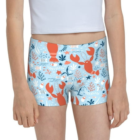 Pofeuu Lobsters Print Soft Cotton Girls Boyshort panties Toddler Underwear-Small