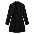 thumbnail image 6 of Zynoxe Women's Mid Length Windbreaker Jackets Comfort Elastic Waist Long Sleeve Outdoor Jacket Trendy Lapel Collar Button Down Jacket Lightweight Versatile Solid Color Trench Coat with Pockets M, 6 of 9