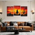thumbnail image 2 of Western Wall Decor Canvas Wall Art 3 Piece Cowboy Picture Desert Cactus Sunset Painting Red Prints Southwest Artwork for Living Room Home Office Decor d(Art-2,11.00"x14.00"x3P), 2 of 7