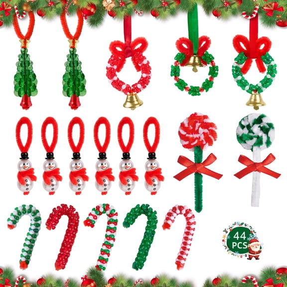 Wowhub Christmas Crafts for Kids, 44 Sets Christmas Crafts for Adults Kits Include Snowmen, Christmas Tree, Wreath - Xmas, Candy, Cane , Xmas Party Holiday Ornaments Decorations