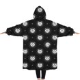 thumbnail image 2 of Oversized Wearable Blanket Hoodie,Black White Cat Moon Star Pattern Sherpa Blanket Hoodie with Super Pockets,Super Warm Fuzzy Pullover for Women & Men, 2 of 6