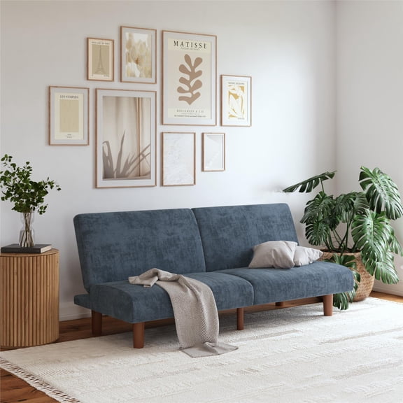 DHP Myla 66.5" Armless Futon Sofa Bed, Blue Corduroy