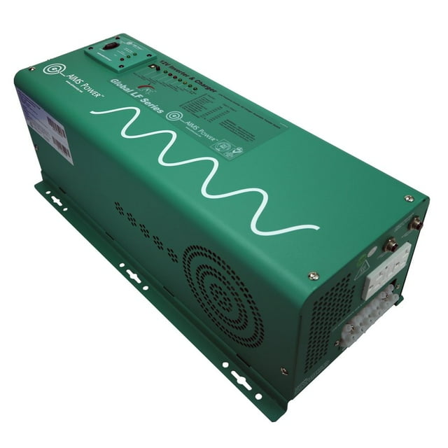 AIMS POWER PICOGLF25W12V120AL Vert 2500W POWER Chargeur d'Onduleur avec Interrupteur de Transfert (12VCC vers 120VAC)