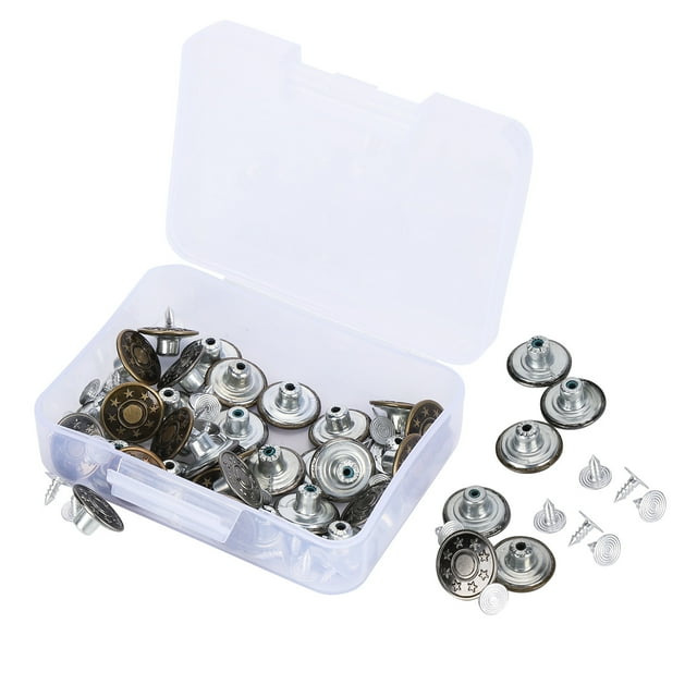 120 Pcs Boutons de Remplacement pour Jeans, Kit de Fixation en Métal, Accessoires de Vêtements