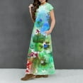 thumbnail image 6 of NaWent Girls Maxi Dress Short Sleeve Casual Long Tie-Dye Dresses with Pockets 6-12 Years Blue 12 Years, 6 of 7