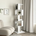 thumbnail image 4 of DUOSONG 5 Tier Rotating Bookshelf, Floor Rack Simple Bookcase With Acrylic Plate Student Multi-Function Creative Bookshelf For Living Room With Anti-Toppling Base White Particle Board Display,, 4 of 22