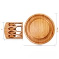 thumbnail image 5 of Sustainable Bamboo Round Serving Board Set with Built-in Storage Drawer – 25x25x3.5cm Multi-Functional Cheese Platter, Pizza/Sushi Tray & Cutting Board, Includes Utensils, Rustic Wood Grain Design,, 5 of 5