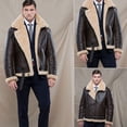thumbnail image 2 of Men's Camel Stylish Flying Leather Jacket Bomber Jacket, 2 of 6