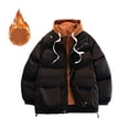 thumbnail image 4 of WELOIJEVBE Mens Winter Coats Men's Loose Padded Jacket Winter Shuai Hooded Warm Couples Padded Jacket Casual Everything Winter Coats for Men, 4 of 7