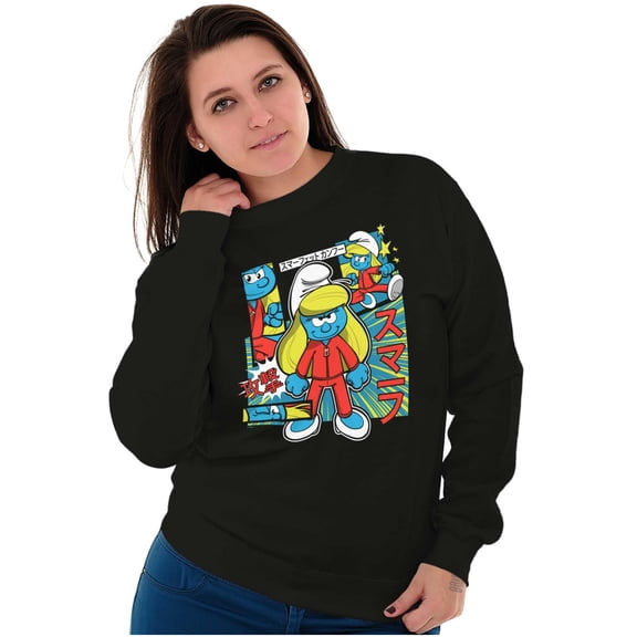 Smurfette Cute Kung Fu Smurf Otaku Women Crewneck Sweatshirt Brisco Brands S