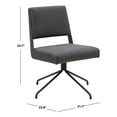 thumbnail image 3 of SAFAVIEH Couture Emmeline Leather Mid Back Swivel Office Chair, Slate Grey/Black, 3 of 7