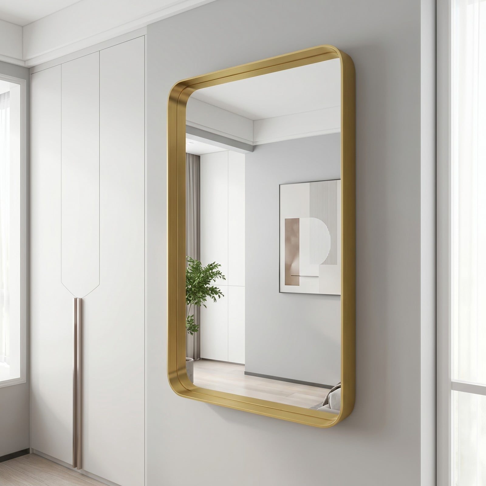 GRAHMCY 20"x30" Bathroom Mirror Wall Mounted Rectangular Vanity Mirror with Deep Frame, Gold